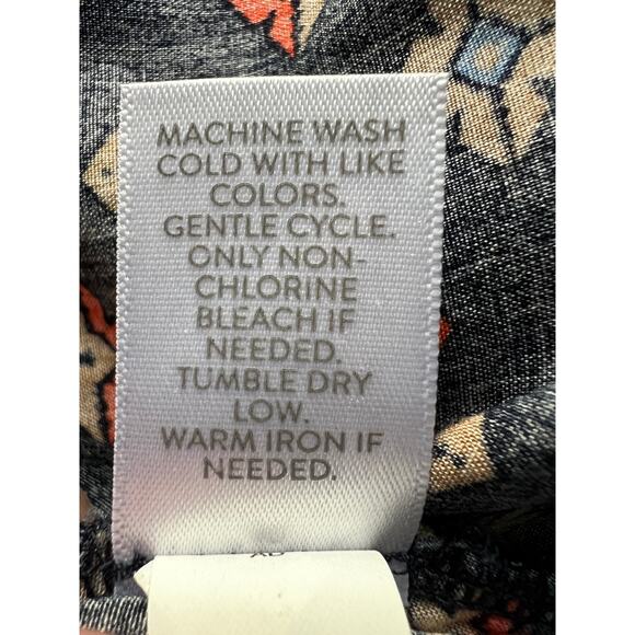 J. JILL WOMENS TOP PLUS SIZE 2X V-NECK POPOVER GEO PRINTED BOHO BLOUSE NAVY - Picture 10 of 11